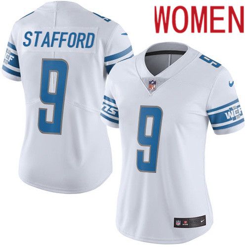 Women Detroit Lions #9 Matthew Stafford Nike White Vapor Limited NFL Jersey->women nfl jersey->Women Jersey